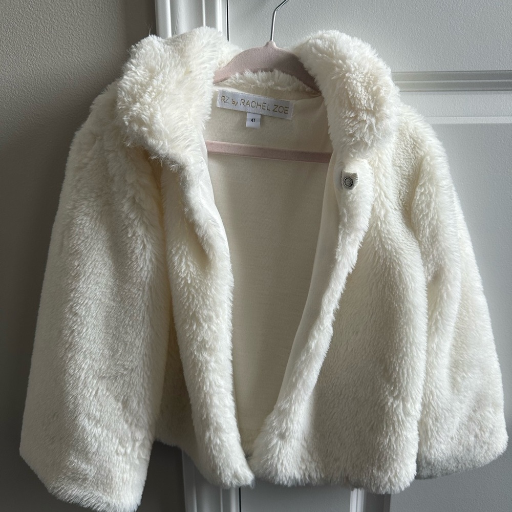 Rachel Zoe Kids Cream Faux Fur Coat